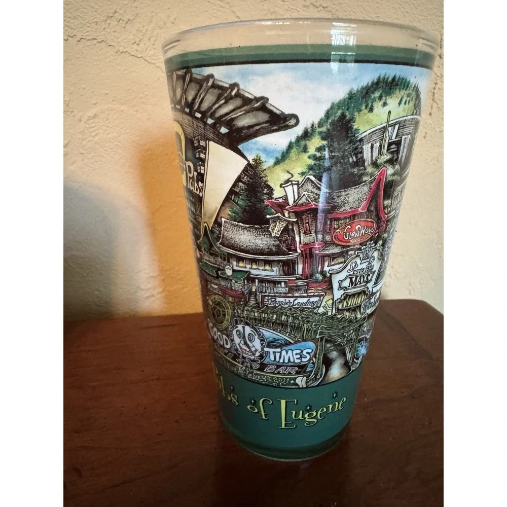 Pubs‎ of Eugene Oregon Pint Glasses 2011 Brian McKelvey Artist Signed Beer Glass